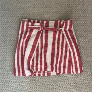 Red and White Striped Free People Skirt